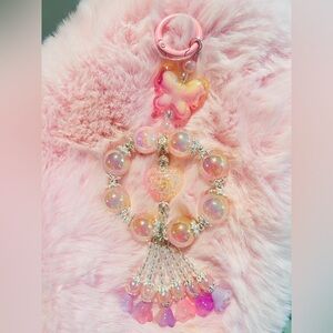 Buy 3 get 1 free💕Pink Butterfly and Bead Keychain and Pendant